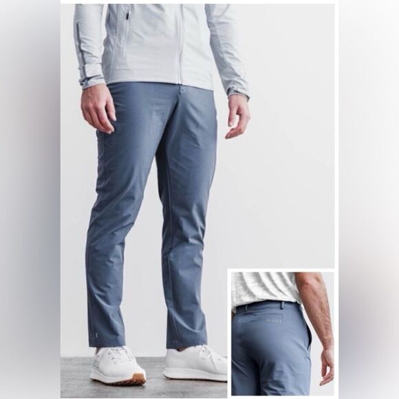 NWT NOBULL Men’s Golf Pants Coastal Blue Flat Front Straight Leg - Size 32x 34T